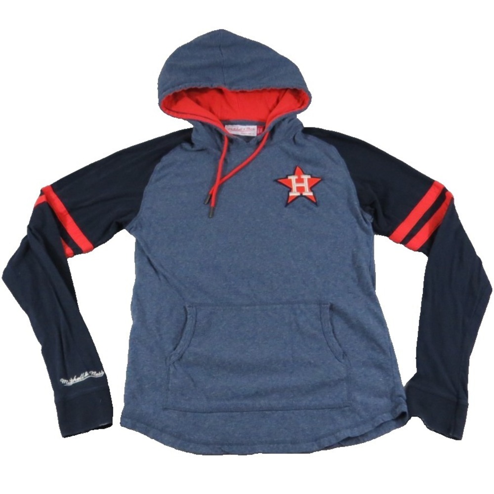 Mitchell & Ness Houston Astros Hoodie Womens S Blue Red Raglan MLB Nostalgia Co